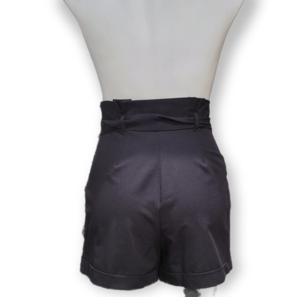ASOS Women Black Tie High Waist Casual Shorts with Pockets Size 2- NWT. - Picture 3 of 12